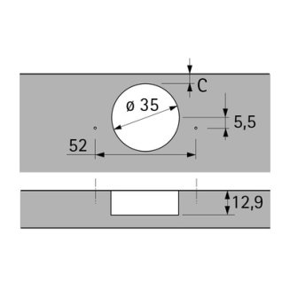 Петля Sensys 8675, угол 110гр, чашка TH 52, D35, накладная навеска, (B12,5)